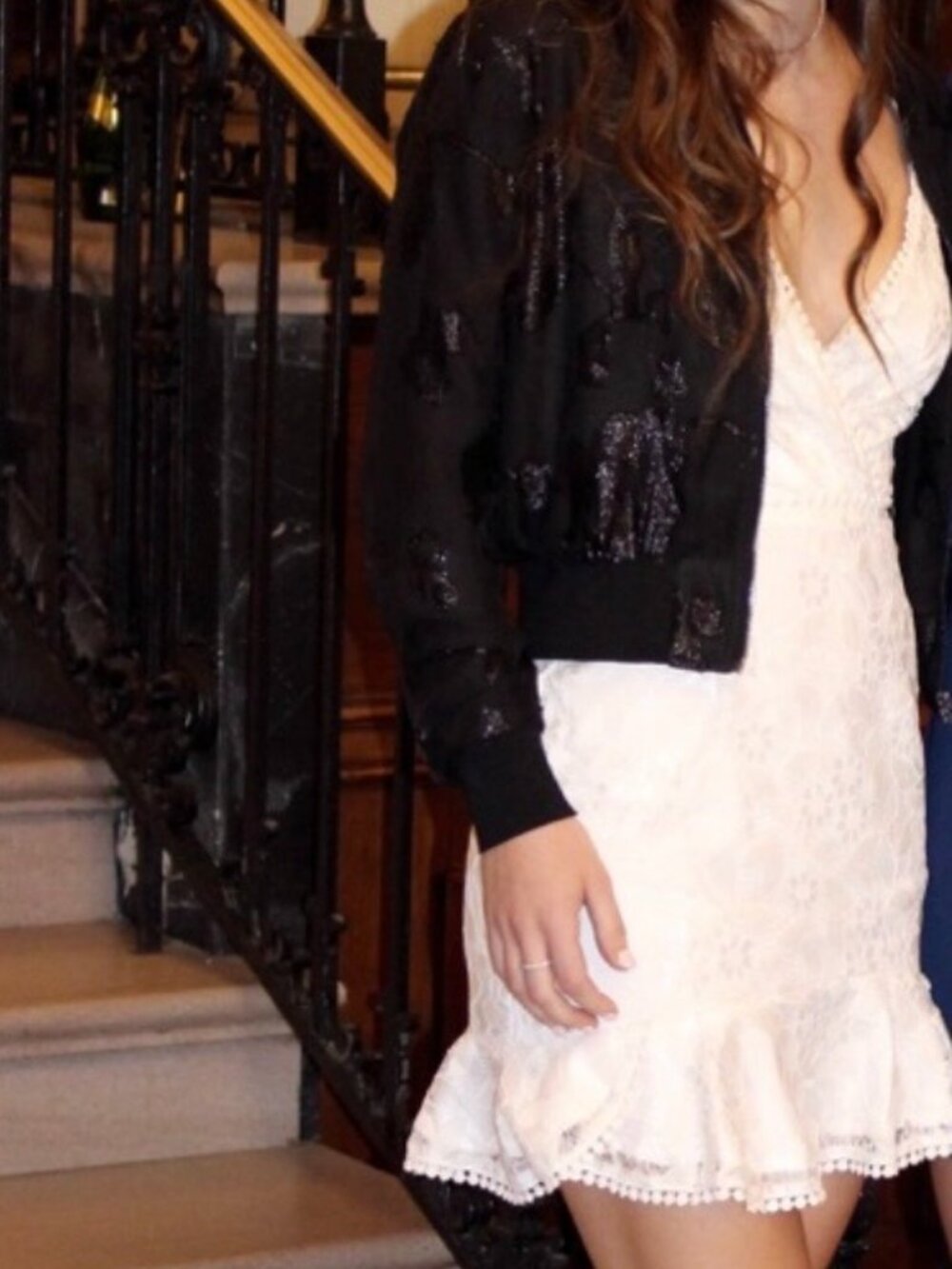 Creamy white lace dress. Worn only once. Satin lining. Adjustable tie in back.